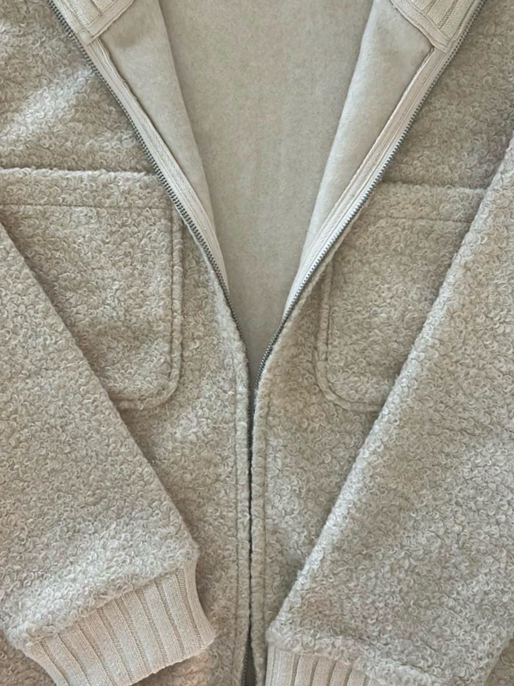 Z Supply Women’s Cream Sherpa Zip Jacket - Picture 3 of 11